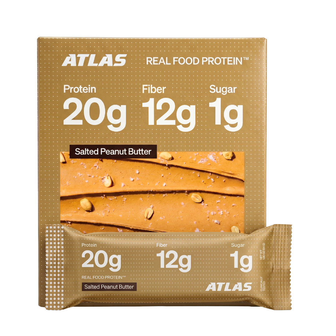 Atlas Salted Peanut Butter protein bars front package view