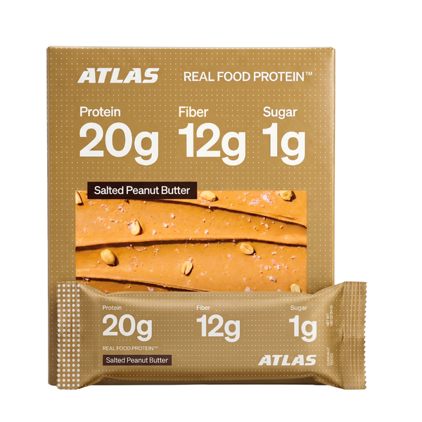 Atlas Salted Peanut Butter protein bars front package view