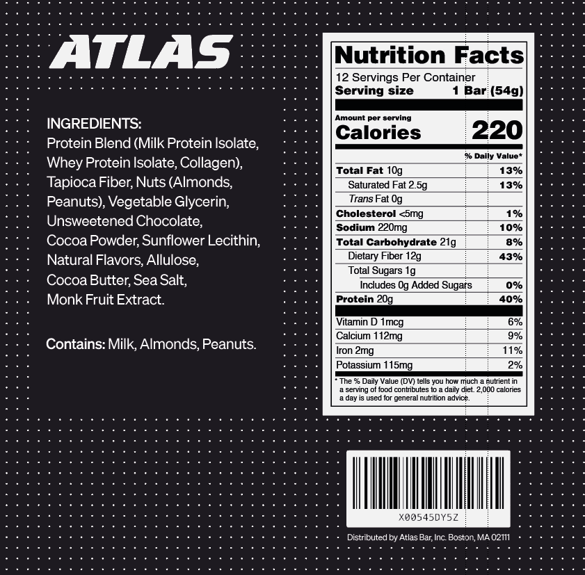 Dark Chocolate Almond Atlas Bar ingredients and Nutrition Facts