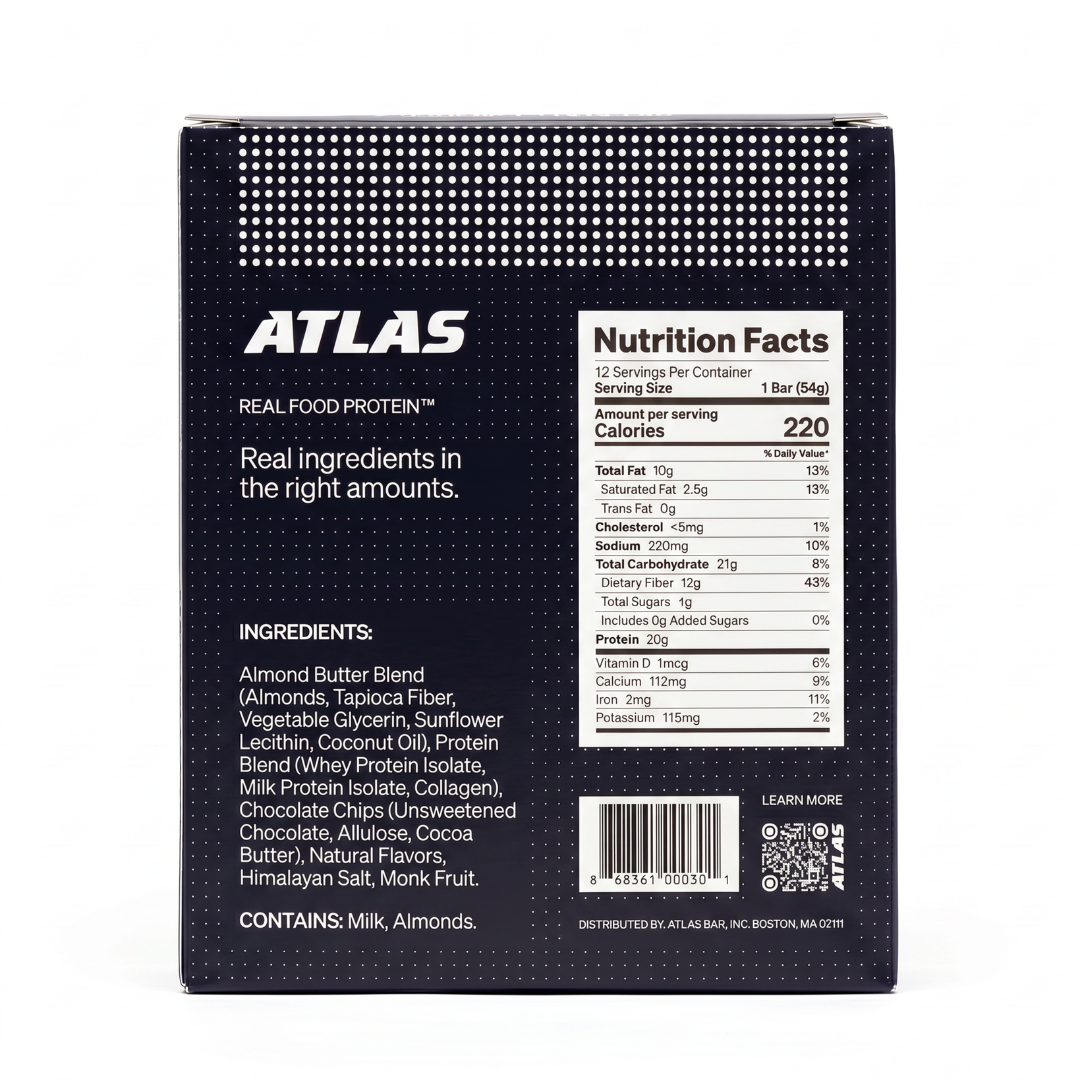 Atlas Dark Chocolate Almond real ingredients compared with processed alternatives