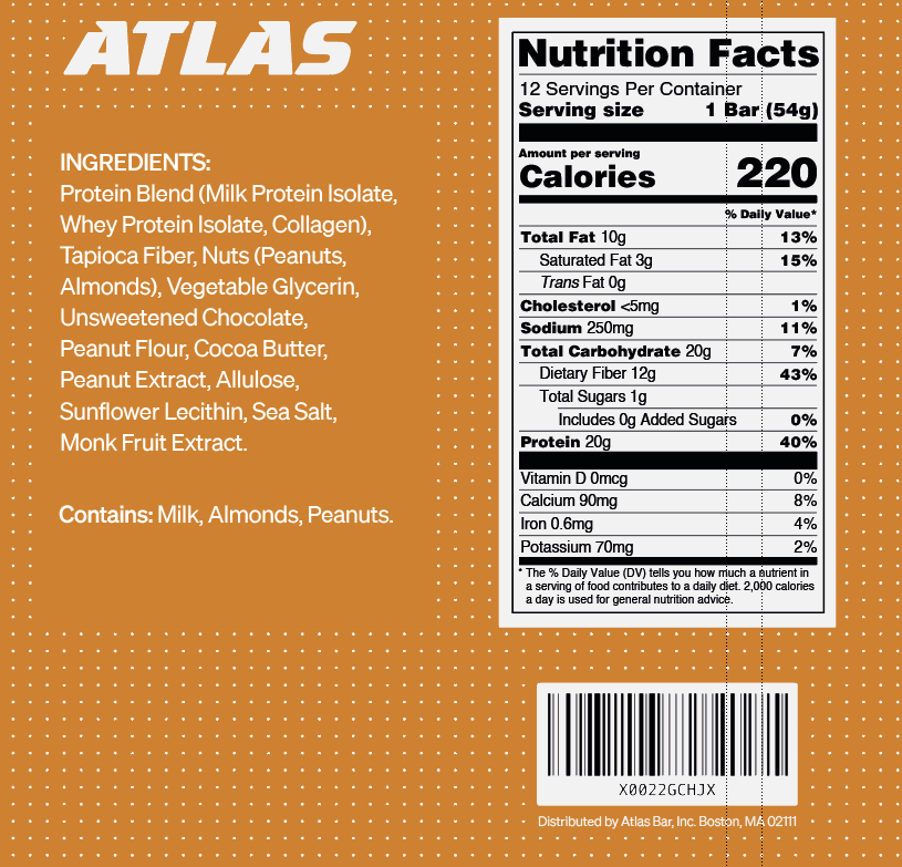 Peanut Butter Chocolate Chip Atlas Bar ingredients and Nutrition Facts