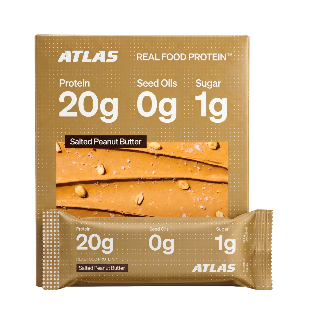 Atlas Salted Peanut Butter protein bars front package view